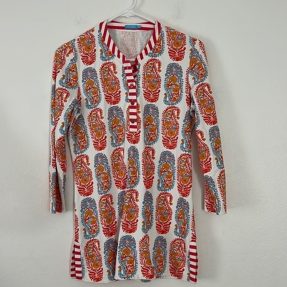 J.McLaughlin Women’s Paisley Tunic Spandex Nylon Floral Top Size XS 3/4 sleeves - Picture 1 of 8